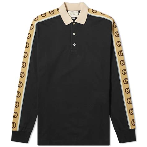 gucci long sleeve polo shirt|gucci monogram polo shirt.